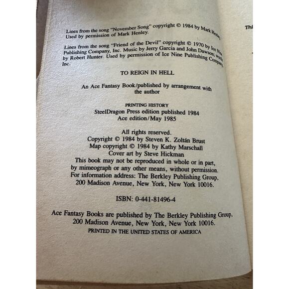 Steven Brust, Fantasy Novels, Yendi, To Reign in Hell, Teckla, set 1980s PB VTG - Picture 8 of 14